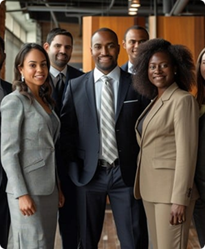 Team members collaborating at a desk